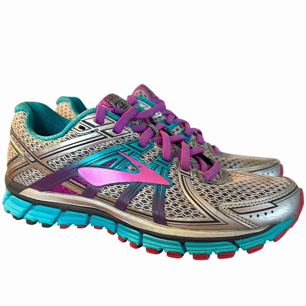 Brooks Women's Silver Teal Pink Athletic Running Shoes